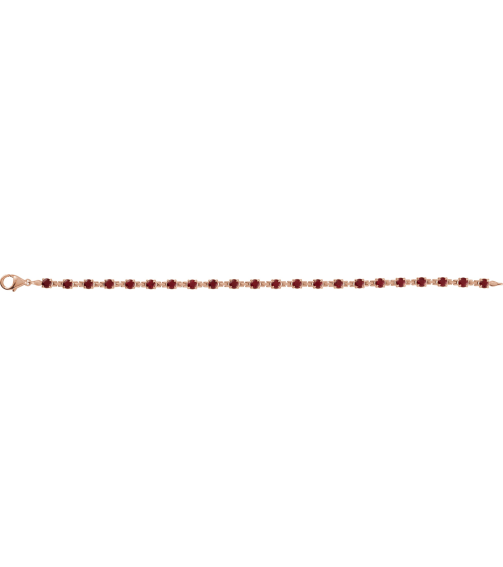 Brc901 Bracelet Set 14K Rose Round Natural Mozambique Garnet 3.5 Mm 7 14 In Polished Natural Mozambique Garnet Line Bracelet