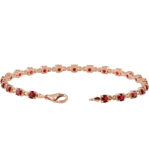 Brc901 Bracelet Set 14K Rose Round Natural Mozambique Garnet 3.5 Mm 7 14 In Polished Natural Mozambique Garnet Line Bracelet