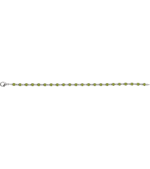 Brc901 Bracelet Set 14K White Round Natural Peridot 3.5 Mm 7 14 In Polished Natural Peridot Line Bracelet