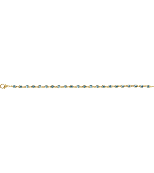 Brc901 Bracelet Set 14K Yellow Round Natural Sky Blue Topaz 3.5 Mm 7 14 In Polished Natural Sky Blue Topaz Line Bracelet