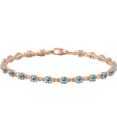 Brc901 Bracelet Set 14K Rose Round Natural Sky Blue Topaz 3.5 Mm 7 14 In Polished Natural Sky Blue Topaz Line Bracelet