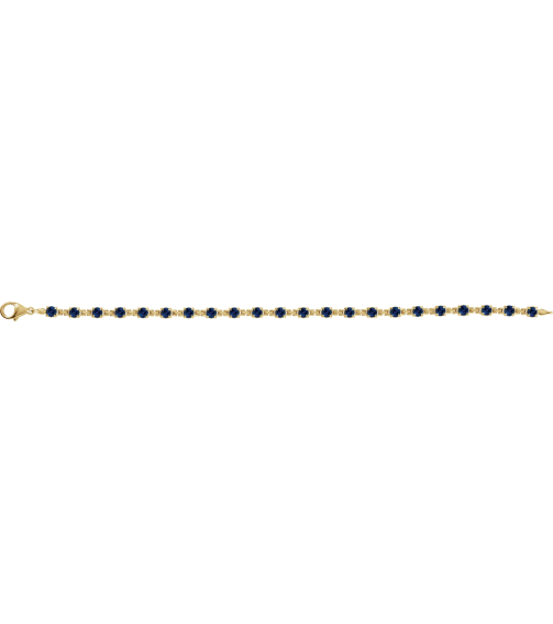 Brc901 Bracelet Set 14K Yellow Round Lab-Grown Blue Sapphire 3.5 Mm 7 14 In Polished Lab-Grown Blue Sapphire Line Bracelet