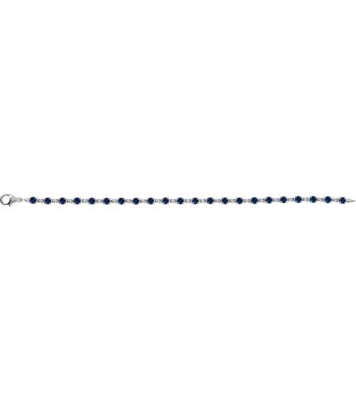 Brc901 Bracelet Set 14K White Round Lab-Grown Blue Sapphire 3.5 Mm 7 14 In Polished Lab-Grown Blue Sapphire Line Bracelet