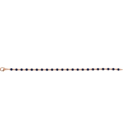 Brc901 Bracelet Set 14K Rose Round Lab-Grown Blue Sapphire 3.5 Mm 7 14 In Polished Lab-Grown Blue Sapphire Line Bracelet