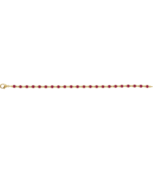 Brc901 Bracelet Set 14K Yellow Round Lab-Grown Ruby 3.5 Mm 7 14 In Polished Lab-Grown Ruby Line Bracelet
