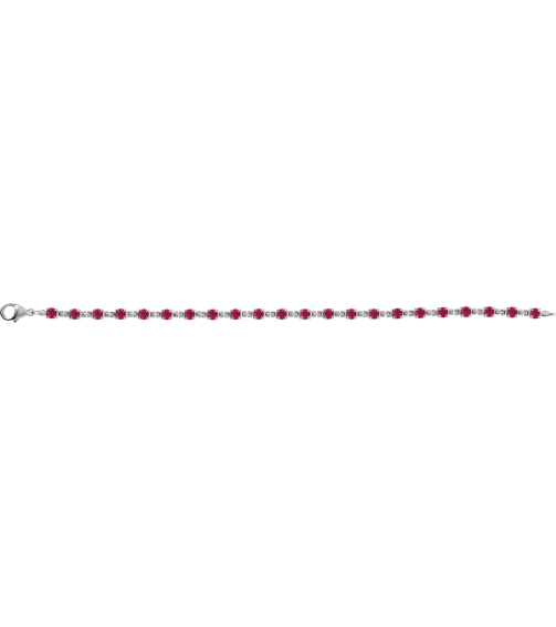 Brc901 Bracelet Set 14K White Round Lab-Grown Ruby 3.5 Mm 7 14 In Polished Lab-Grown Ruby Line Bracelet