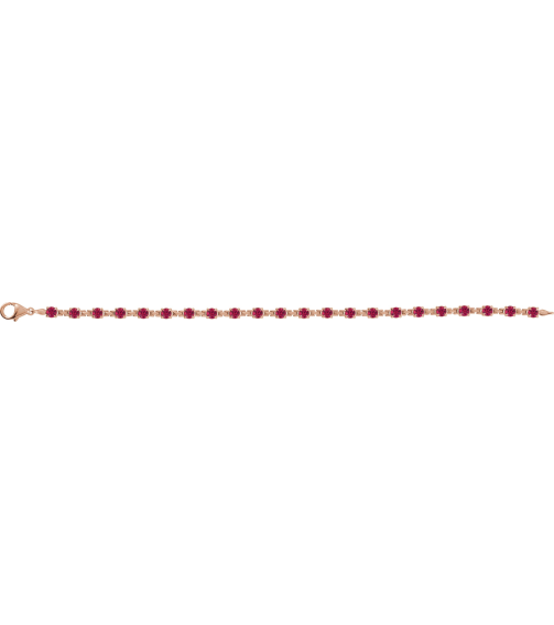 Brc901 Bracelet Set 14K Rose Round Lab-Grown Ruby 3.5 Mm 7 14 In Polished Lab-Grown Ruby Line Bracelet