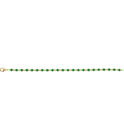 Brc901 Bracelet Set 14K Yellow Round Lab-Grown Emerald 3.5 Mm 7 14 In Polished Lab-Grown Emerald Line Bracelet