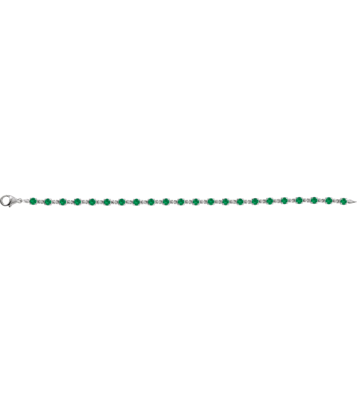 Brc901 Bracelet Set 14K White Round Lab-Grown Emerald 3.5 Mm 7 14 In Polished Lab-Grown Emerald Line Bracelet