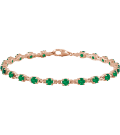 Brc901 Bracelet Set 14K Rose Round Lab-Grown Emerald 3.5 Mm 7 14 In Polished Lab-Grown Emerald Line Bracelet