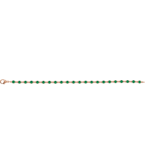 Brc901 Bracelet Set 14K Rose Round Lab-Grown Emerald 3.5 Mm 7 14 In Polished Lab-Grown Emerald Line Bracelet
