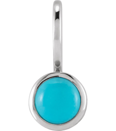 88099 Pendant Set Platinum Round Natural Turquoise 5 Mm Polished Natural Turquoise Pendant