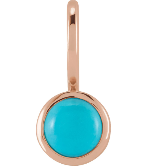 88099 Pendant Set 14K Rose Round Natural Turquoise 5 Mm Polished Natural Turquoise Pendant