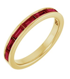 72331 Ring Set 14K Yellow Natural Ruby Straight Baguette 4 X 2 Mm Polished Natural Ruby Stackable Ring