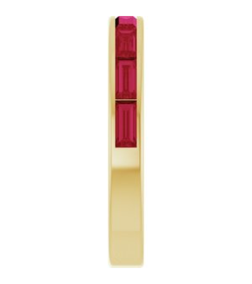 72331 Ring Set 14K Yellow Natural Ruby Straight Baguette 4 X 2 Mm Polished Natural Ruby Stackable Ring