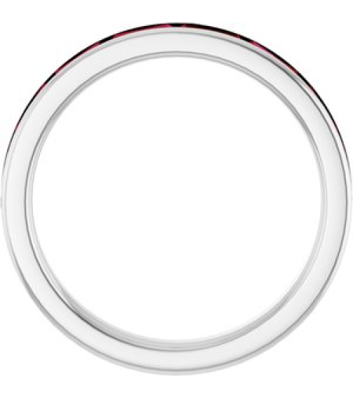 72331 Ring Set 14K White Natural Ruby Straight Baguette 4 X 2 Mm Polished Natural Ruby Stackable Ring