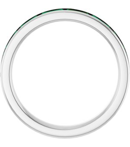 72331 Ring Set 14K White Natural Emerald Straight Baguette 4 X 2 Mm Polished Natural Emerald Stackable Ring