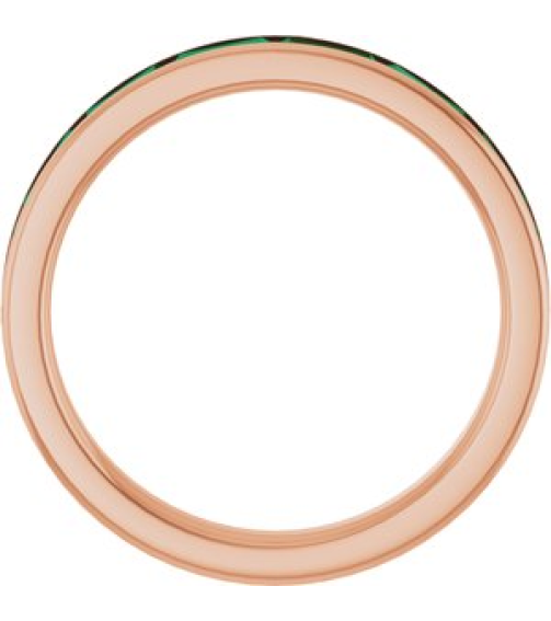 72331 Ring Set 14K Rose Natural Emerald Straight Baguette 4 X 2 Mm Polished Natural Emerald Stackable Ring