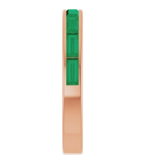 72331 Ring Set 14K Rose Natural Emerald Straight Baguette 4 X 2 Mm Polished Natural Emerald Stackable Ring