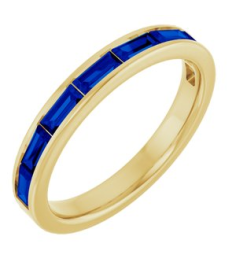 72331 Ring Set 14K Yellow Natural Blue Sapphire Straight Baguette 4 X 2 Mm Polished Natural Blue Sapphire Stackable Ring