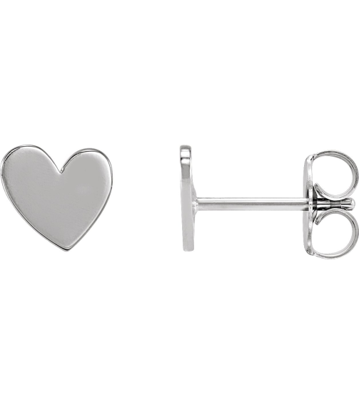 88158 Earring Platinum 6 X 6 Mm Right Friction Back Included .37 In Polished Asymmetrical Heart Earring