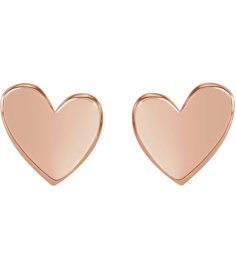 88158 Earring 14K Rose 6 X 6 Mm Right Friction Back Included .37 In Polished Asymmetrical Heart Earring