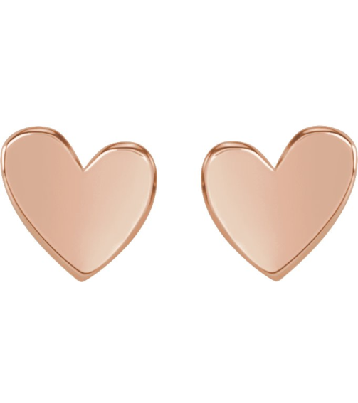 88158 Earring 14K Rose 6 X 6 Mm Right Friction Back Included .37 In Polished Asymmetrical Heart Earring
