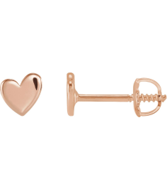 88158 Earring 14K Rose 4 X 4 Mm Left Threaded Back Included .377 In Polished Asymmetrical Heart Earring