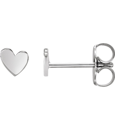 88158 Earring 14K White 4 X 4 Mm Right Friction Back Included .37 In Polished Asymmetrical Heart Earring