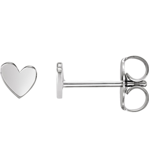 88158 Earring 14K White 4 X 4 Mm Right Friction Back Included .37 In Polished Asymmetrical Heart Earring