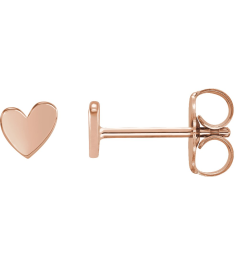88158 Earring 14K Rose 4 X 4 Mm Left Friction Back Included .37 In Polished Asymmetrical Heart Earring
