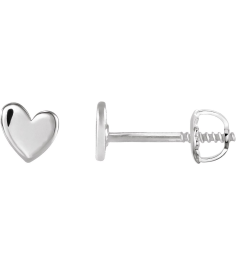 88158 Earring 14K White 4 X 4 Mm Right Threaded Back Included .377 In Polished Asymmetrical Heart Earring