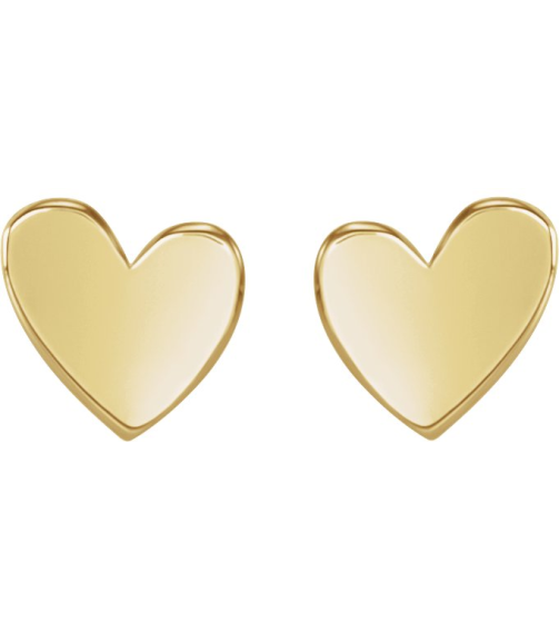 88158 Earring 14K White 4 X 4 Mm Right Threaded Back Included .377 In Polished Asymmetrical Heart Earring