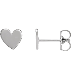 88158 Earring 14K White 6 X 6 Mm Pair Friction Backs Included .37 In Polished Asymmetrical Heart Earrings