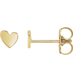 88158 Earring 14K White 6 X 6 Mm Left Friction Back Included .37 In Polished Asymmetrical Heart Earring