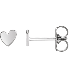88158 Earring Platinum 4 X 4 Mm Left Friction Back Included .37 In Polished Asymmetrical Heart Earring