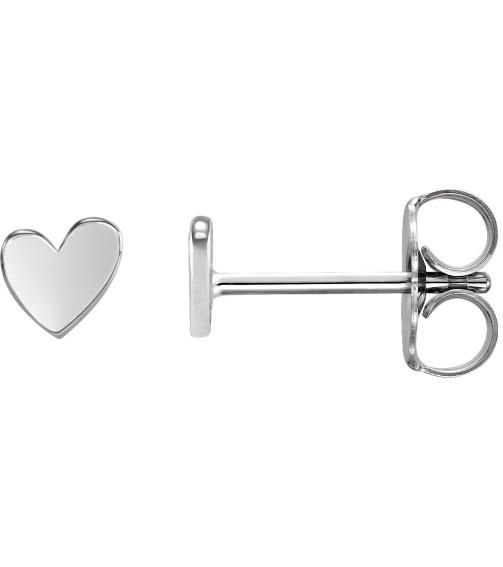 88158 Earring Platinum 4 X 4 Mm Left Friction Back Included .37 In Polished Asymmetrical Heart Earring
