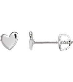 88158 Earring Sterling Silver 4 X 4 Mm Left Threaded Back Included .377 In Polished Asymmetrical Heart Earring