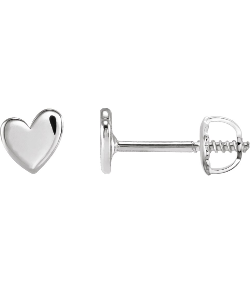 88158 Earring Sterling Silver 4 X 4 Mm Left Threaded Back Included .377 In Polished Asymmetrical Heart Earring