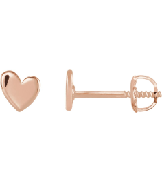 88158 Earring 14K Rose 4 X 4 Mm Right Threaded Back Included .377 In Polished Asymmetrical Heart Earring