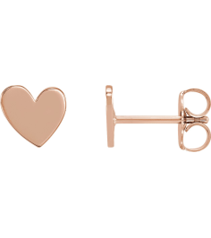 88158 Earring 14K Rose 6 X 6 Mm Pair Friction Backs Included .37 In Polished Asymmetrical Heart Earrings
