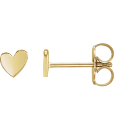 88158 Earring 14K Yellow 4 X 4 Mm Left Friction Back Included .37 In Polished Asymmetrical Heart Earring