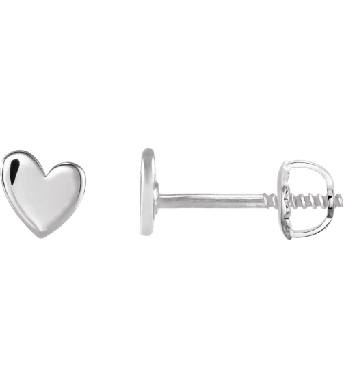88158 Earring Platinum 4 X 4 Mm Pair Threaded Backs Included .377 In Polished Asymmetrical Heart Earrings