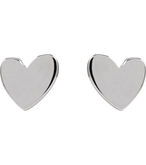 88158 Earring Platinum 4 X 4 Mm Pair Threaded Backs Included .377 In Polished Asymmetrical Heart Earrings