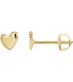 88158 Earring 14K Yellow 4 X 4 Mm Left Threaded Back Included .377 In Polished Asymmetrical Heart Earring
