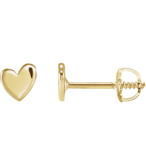 88158 Earring 14K Yellow 4 X 4 Mm Left Threaded Back Included .377 In Polished Asymmetrical Heart Earring