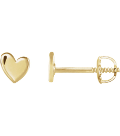 88158 Earring 14K Yellow 4 X 4 Mm Right Threaded Back Included .377 In Polished Asymmetrical Heart Earring