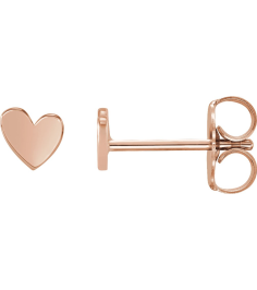 88158 Earring 14K Rose 4 X 4 Mm Right Friction Back Included .37 In Polished Asymmetrical Heart Earring