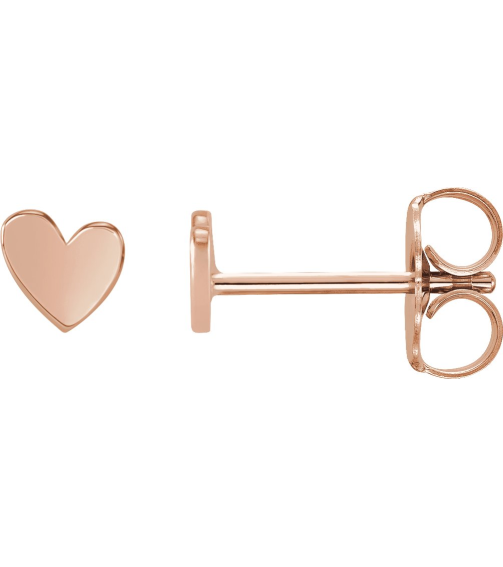 88158 Earring 14K Rose 4 X 4 Mm Right Friction Back Included .37 In Polished Asymmetrical Heart Earring