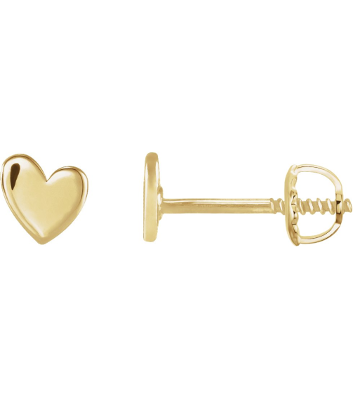 88158 Earring 14K Yellow 4 X 4 Mm Pair Threaded Backs Included .377 In Polished Asymmetrical Heart Earrings